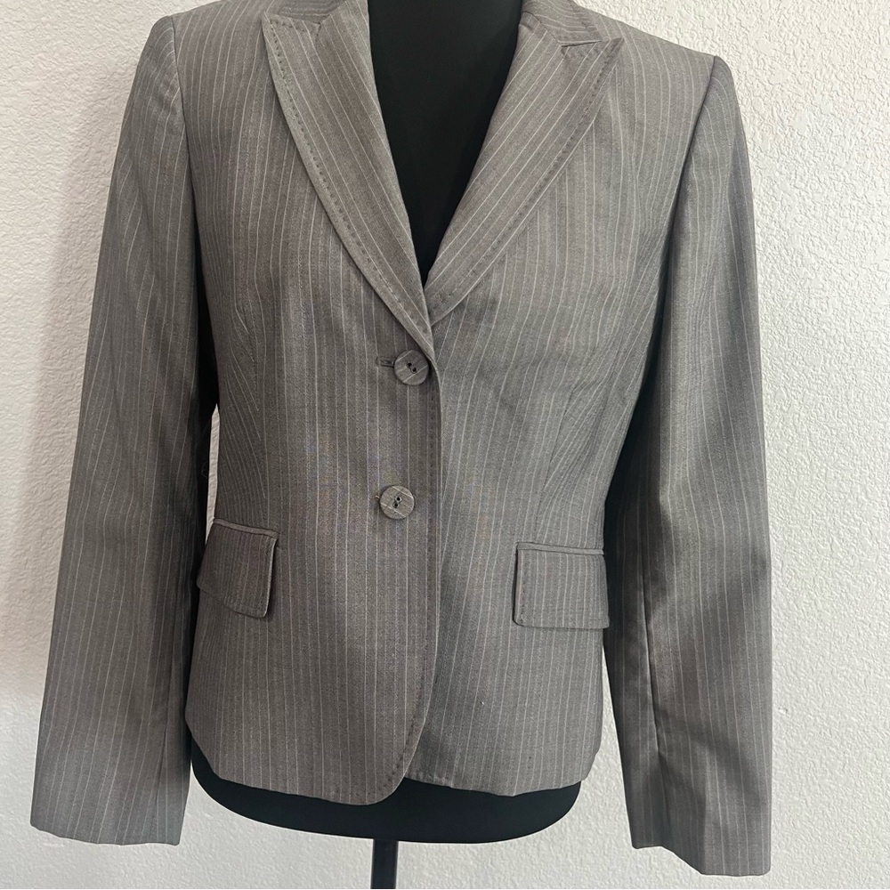 Anne Klein Gray Striped Blazer